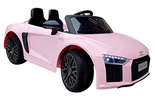 ATAA CARS Voiture Enfants et Filles Compatible avec Audi- Rose - Siège en Cuir, clés, eva -Voiture électrique à Batterie 12v et Télécommande Marque Officielle