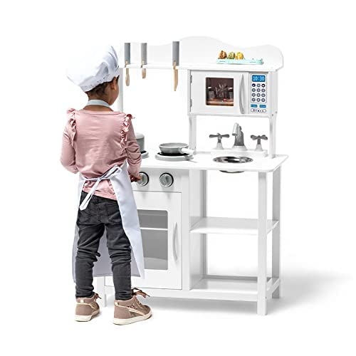 ATAA Cocina de Madera para niños con Accesorios - Blanco - Cocinita de Juguete para niños y niñas