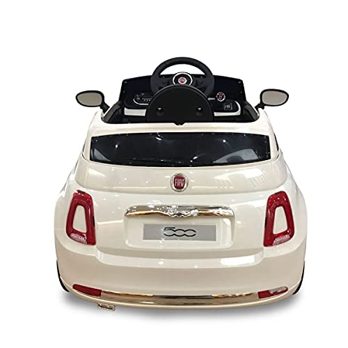 ATAA FIAT 500 12V - Blanco - Coche eléctrico para niños con batería 12v y Mando Control Remoto