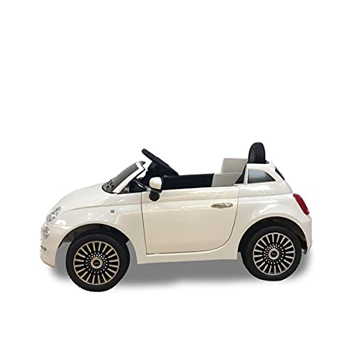 ATAA FIAT 500 12V - Blanco - Coche eléctrico para niños con batería 12v y Mando Control Remoto