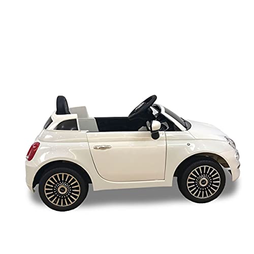 ATAA FIAT 500 12V - Blanco - Coche eléctrico para niños con batería 12v y Mando Control Remoto