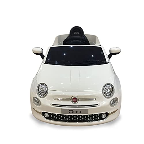 ATAA FIAT 500 12V - Blanco - Coche eléctrico para niños con batería 12v y Mando Control Remoto