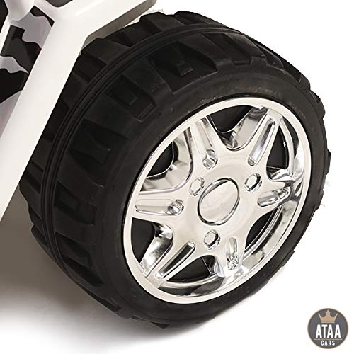 ATAA Todo Terreno Estilo Jeep 4x4 12v - Blanco - Coche eléctrico Infantil para niños y Bebes con batería Potente