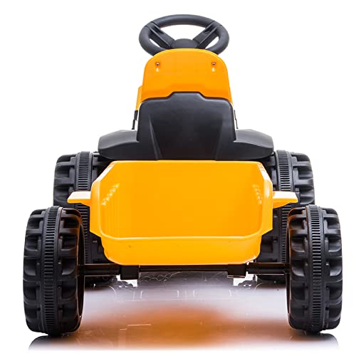 ATAA Tractor Mini 6v - Amarillo - Tractor eléctrico para niños con Remolque a batería 6v y Mando de Control Parental