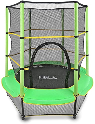 Atenza Trampolín de 140 cm de diámetro, cama elástica de jardín para niños, cama elástica para interior con red de seguridad, cama elástica interior, cuerda de goma, para fitness, máx. 50 kg