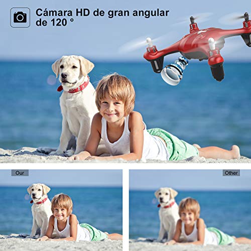 ATOYX Mini Drone para Niños con Cámara, AT-96 RC Quadcopter con App FPV en Tiempo Real, Sensor de Gravedad, 3D Flips, Una Tecla de Despegue/Aterrizaje, Drone de Juguete para y Principiantes, Rojo