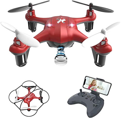 ATOYX Mini Drone para Niños con Cámara, AT-96 RC Quadcopter con App FPV en Tiempo Real, Sensor de Gravedad, 3D Flips, Una Tecla de Despegue/Aterrizaje, Drone de Juguete para y Principiantes, Rojo