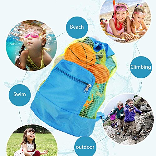 AumoToo Bolsa de malla de playa, bolsa de playa grande Bolsa de arena con cordón para niños Bolsas de almacenamiento de juguetes, neceseres de la playa de verano