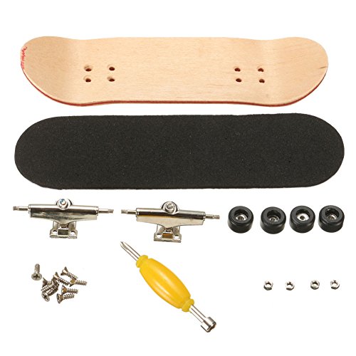 AumoToo Mini Diapasón, Patineta de Dedos Profesional Maple Wood DIY Assembly Skate Boarding Toy Juegos de Deportes Niños (Negro)