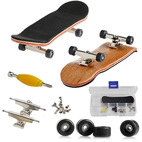 AumoToo Mini Diapasón, Patineta de Dedos Profesional Maple Wood DIY Assembly Skate Boarding Toy Juegos de Deportes Niños (Negro)