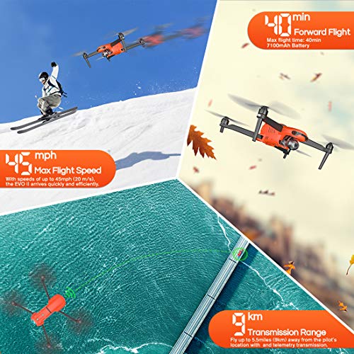 Autel Robotics EVO 2 Drone 8K Cámara Plegable Quadcopter con Extra (Tarjeta SD de 64 GB + Bolso de Hombro EVO II + 2 Pares de Hélices EVO II, Valor de €150), Sin Geo-Cercas (2021 Más Nuevo)