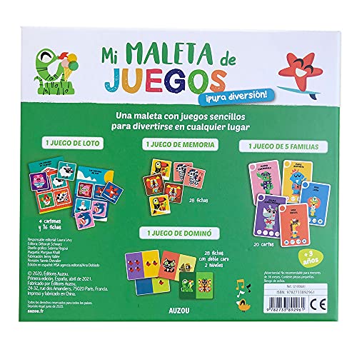 Auzou-Mi Primera maletita de Juegos Mi Maleta, Color Verde (XOU-3892961)