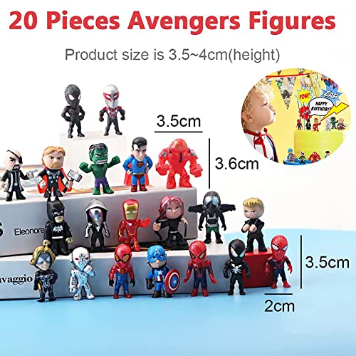 Avengers Cake Topper, 20 Piezas Mini Figures Set Superhero Decorativas para Tartas Avengers Cake Decoration para Avengers Tema Fiesta de Cumpleaños Baby Shower