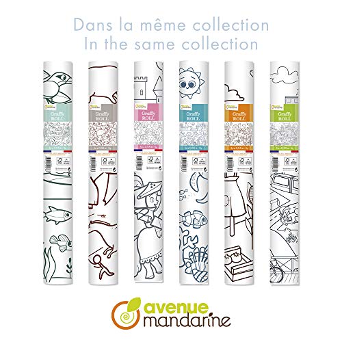 Avenue Mandarine GY083C - Un rouleau 5mx35cm Graffy Roll composé d'une feuille affiche 90 g préimprimée d'un dessin de 50 cm répété 10 fois, Ville écologique