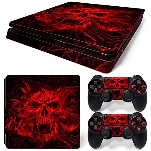 AXDNH Craneo Rojo Pieles para Playstation 4 Slim/Etiqueta Engomada De La Piel De PS4 Slim Calcomanía Protectora del Gamepad para La Etiqueta Engomada De La Consola De Juegos PS4 Slim,0149