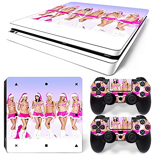 AXDNH PS4 Slim Sexy Girl/Adhesivo De Piel para Campo De Fútbol para Playstation 4 Calcomanía De Vinilo para Consola Delgada Y 2 Controladores Adhesivos para PS4 Slim Gamepad,0117