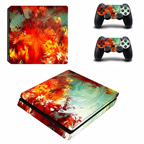 AXDNH Skin PS4 Slim para Consola, Calcomanía De La Ola del Océano Dorado PS4 Pegatina De Piel Delgada para Consola Playstation 4 Y 2 Controladores PS4 Slim Pegatina De Piel Película De Vinilo,1302