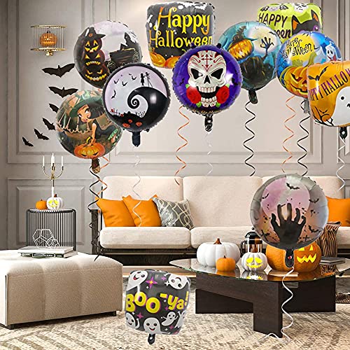 Babioms 16 Globos de Halloween, Globos de Aluminio, Decoraciones de Fiesta de Horror de Halloween,Como Calabazas, Brujas, Murciélagos, Fantasmas, Calaveras y Otras Decoraciones de Globos de Terror