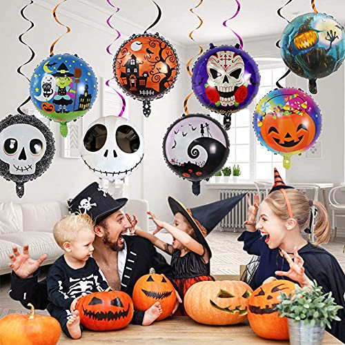 Babioms 16 Globos de Halloween, Globos de Aluminio, Decoraciones de Fiesta de Horror de Halloween,Como Calabazas, Brujas, Murciélagos, Fantasmas, Calaveras y Otras Decoraciones de Globos de Terror