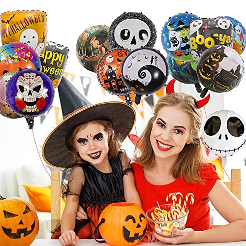 Babioms 16 Globos de Halloween, Globos de Aluminio, Decoraciones de Fiesta de Horror de Halloween,Como Calabazas, Brujas, Murciélagos, Fantasmas, Calaveras y Otras Decoraciones de Globos de Terror