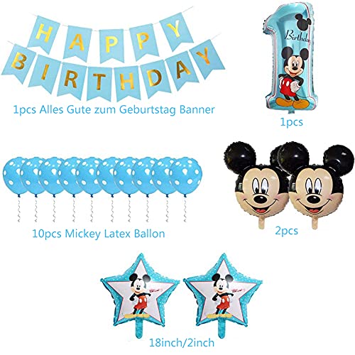 Babioms Globos de fiesta de Mickey, 16 piezas /set de decoraciones de fiesta de Mickey, Kit de decoración de fiesta de cumpleaños para niños Mickey Theme Birthday Baby Shower Decoraciones