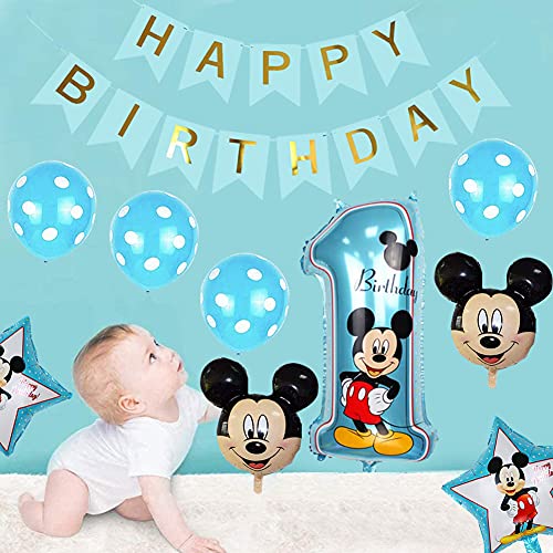 Babioms Globos de fiesta de Mickey, 16 piezas /set de decoraciones de fiesta de Mickey, Kit de decoración de fiesta de cumpleaños para niños Mickey Theme Birthday Baby Shower Decoraciones