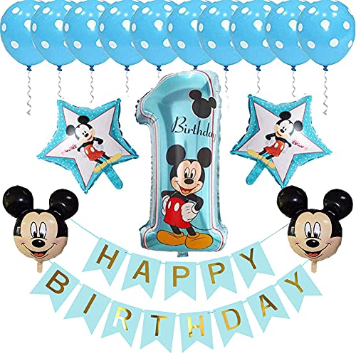 Babioms Globos de fiesta de Mickey, 16 piezas /set de decoraciones de fiesta de Mickey, Kit de decoración de fiesta de cumpleaños para niños Mickey Theme Birthday Baby Shower Decoraciones