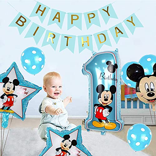 Babioms Globos de fiesta de Mickey, 16 piezas /set de decoraciones de fiesta de Mickey, Kit de decoración de fiesta de cumpleaños para niños Mickey Theme Birthday Baby Shower Decoraciones