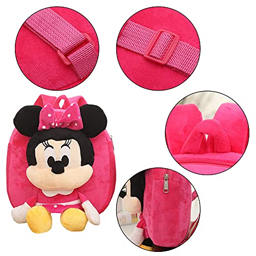 Babioms Mochila de Minnie ,Mochila Infantil Kindergarten,3D Suave Mochila de Felpa ,Toddler Kids Mochila Escolar para Niños Pequeños para 2-5 años