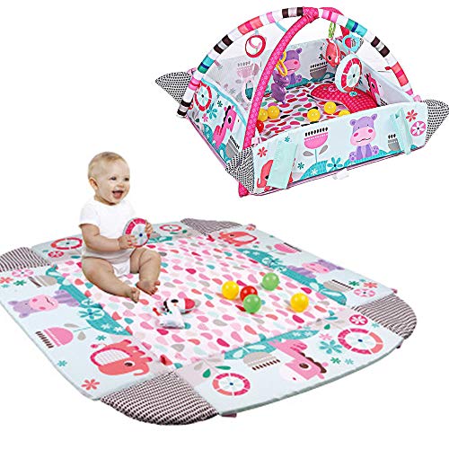 Baby 5-en-1 Kickin 'Tunes Music and Activity Play Gym, Playmat recién Nacido, Suave, Transpirable - Suena Juguetes para niños pequeños para niños pequeños de 0 a 6 12 Meses de Edad