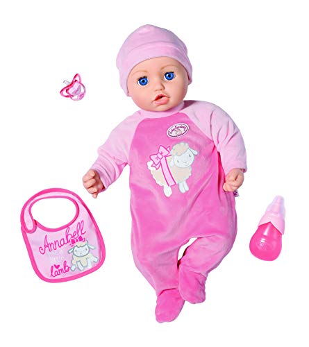 Baby Annabell - Muñeca con función Annabell 43 cm, Sonidos y Movimientos realistas, Llorar, Tear, Divertida, 3 Accesorios incluidos, Juguete para niños a Partir de 3 años, BAY01