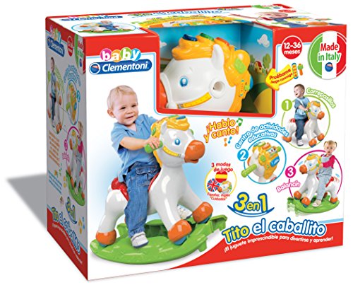 Baby Clementoni- Disney Caballito Balancín, Color Blanco, única (65477.2)