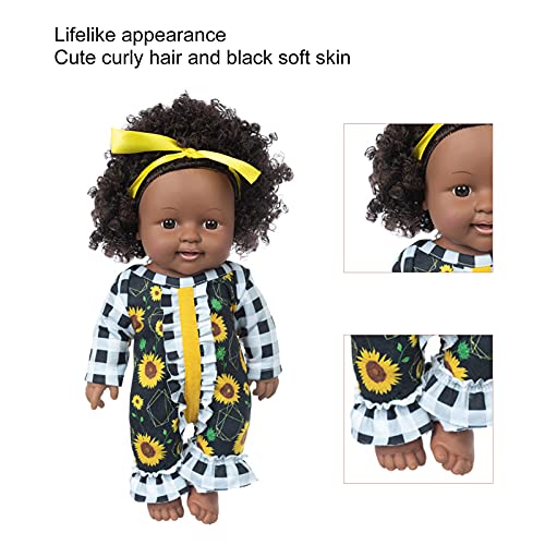 Baby Doll, Reborn Baby Dolls Ecológicos Muñeca de Niña Negra Muñeca de Bebé Africana Vinilo de 12 Pulgadas Inodoro Lavable Regalos de Cumpleaños