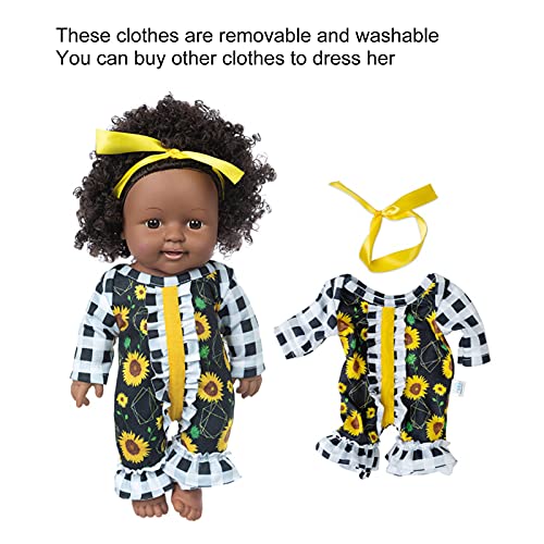 Baby Doll, Reborn Baby Dolls Ecológicos Muñeca de Niña Negra Muñeca de Bebé Africana Vinilo de 12 Pulgadas Inodoro Lavable Regalos de Cumpleaños