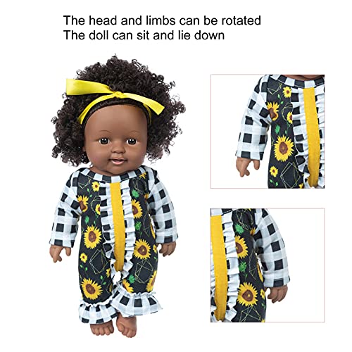 Baby Doll, Reborn Baby Dolls Ecológicos Muñeca de Niña Negra Muñeca de Bebé Africana Vinilo de 12 Pulgadas Inodoro Lavable Regalos de Cumpleaños