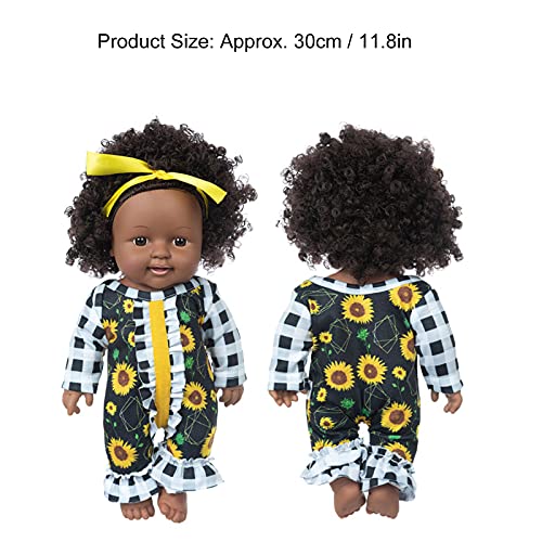 Baby Doll, Reborn Baby Dolls Ecológicos Muñeca de Niña Negra Muñeca de Bebé Africana Vinilo de 12 Pulgadas Inodoro Lavable Regalos de Cumpleaños