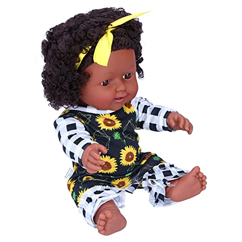 Baby Doll, Reborn Baby Dolls Ecológicos Muñeca de Niña Negra Muñeca de Bebé Africana Vinilo de 12 Pulgadas Inodoro Lavable Regalos de Cumpleaños