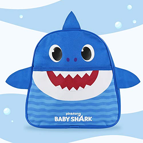 Baby Shark Mochila Infantil para Guarderìa - Mochila Niña y Niño Amarillo Azul Rosa para Jardìn de Infantes y Viajes - Mochilita Bolsa en Forma de Tiburòn Niños de 2-5 Años - 29x27x10 cm (Azul)