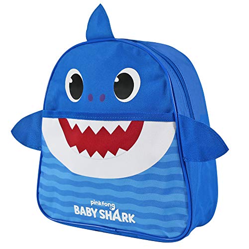 Baby Shark Mochila Infantil para Guarderìa - Mochila Niña y Niño Amarillo Azul Rosa para Jardìn de Infantes y Viajes - Mochilita Bolsa en Forma de Tiburòn Niños de 2-5 Años - 29x27x10 cm (Azul)