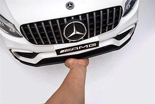 Babycar Mercedes GLC Coupe' 63 AMG (blanco), versión de coche eléctrico para niños, oficial, con licencia de 12 V, batería con mando a distancia, 2,4 GHz, puertas abatibles con MP3, asiento de piel