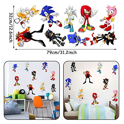 BAIBEI Pegatina Sonic Paquete, Pegatina de la Serie Tv, Regalos para Maleta, Portátil, Guitarra, Monopatín, Pegatinas de Juego de Anime Sonic