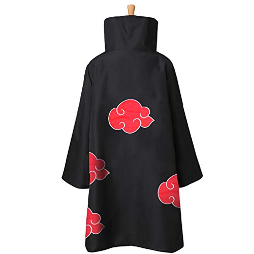 Baipin 3 Piezas Set Disfraz de Itachi Uchiha (Akatsuki) Cosplay Naruto Capa Larga de Naruto Akatsuki Diadema de Naruto Leaf Village y Anillo de Naruto Akatsuki para fanáticos de Naruto Unisex