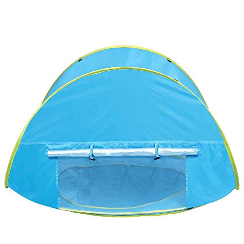 Bakaji Tienda de Juegos para niños de Playa con Techo Parasol Mini Piscina retráctil Red de ventilación Sistema Plegable Pop Up portátil fijación a piquetas Funda tamaño 120 x 80 x 70 cm