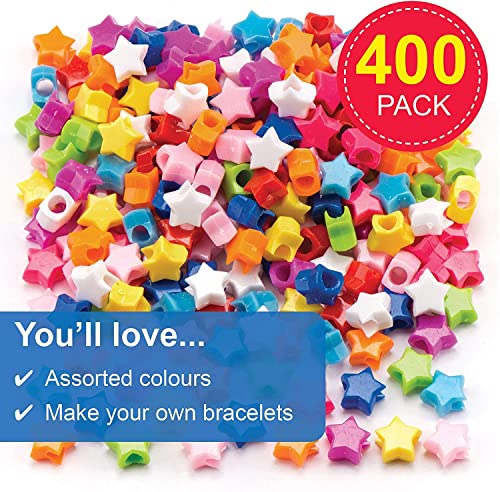 Baker Ross AR290 - Cuentas de Estrellas de Colores (Pack de 400) que los Niños Pueden Usar para Bisutería, Manualidades con Cuentas y Collages, Varios Colores