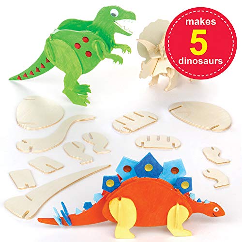 Baker Ross Dinosaur Kids Arts and Crafts Pack - Dos divertidos kits creativos, pegatinas y un libro de actividades para niños y niñas