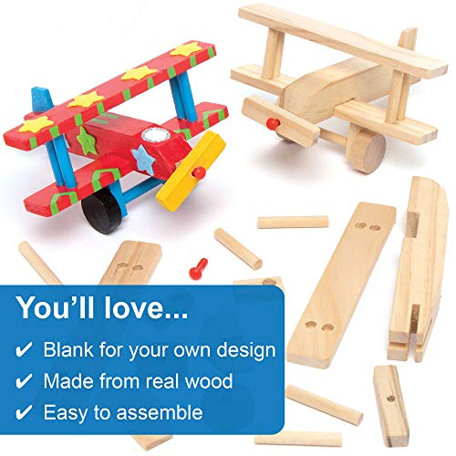 Baker Ross Kits de avión de madera 3D - Ideal para manualidades, regalos, recuerdos y más para niños (paquete de 2)