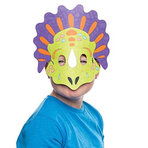 Baker Ross- Kits de caretas de dinosaurio para colorear (Pack de 8) - Manualidades infantiles de decorar caretas variadas de dinosaurios para llevar en fiestas o disfrazarse