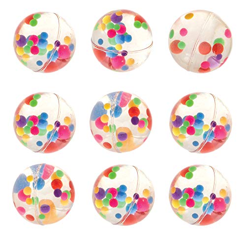 Baker Ross- Pelotas de Goma con Cuentas Multicolor (Pack de 8) Bolas de Goma para niños con Cuentas Multicolor para Bolsas Sorpresa en Fiestas o para Jugar en el recreo