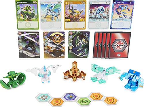 BAKUGAN 5-Pack, Exclusive and 3 Collectible Action Brawler-Juego de 5 Figuras de acción coleccionables de King Titan y Amphrog Geogan y 3 (Spin Master 6062137)