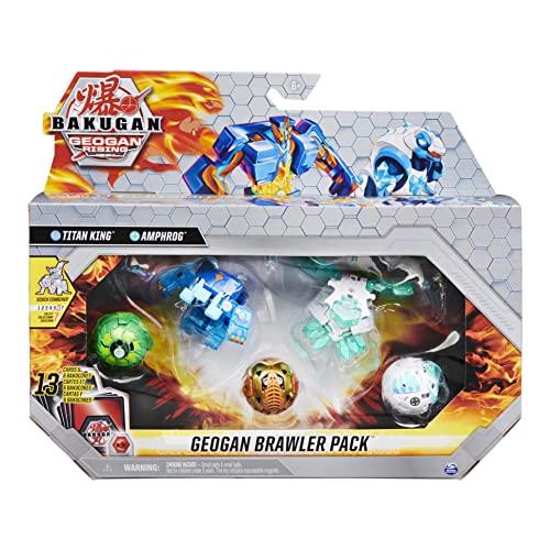 BAKUGAN 5-Pack, Exclusive and 3 Collectible Action Brawler-Juego de 5 Figuras de acción coleccionables de King Titan y Amphrog Geogan y 3 (Spin Master 6062137)